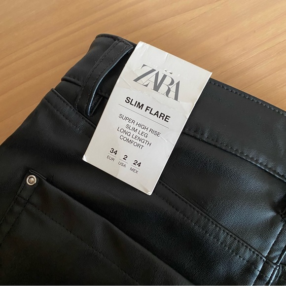 Zara slim flare leather pants black - Picture 10 of 12